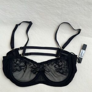 Gooseberry Intimates Lace Balcony Bra Lingerie Black